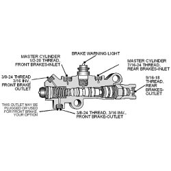 Reduktionsventil bremser GM &amp; Ford 1947 til 1987 Proportioning Valve (RPC R4500 PV2A)