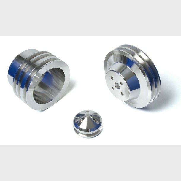 Remskive kit Poleret alu. 3 bolt krumtap 2 groove Ford S/B 289, 302 &amp; 351W (R8721POL - SD-SBFE3KIT)