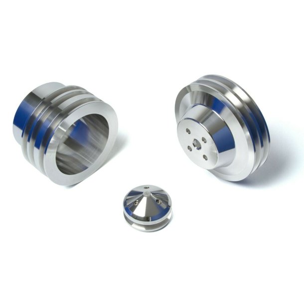 Remskive kit Poleret alu. 3 bolt krumtap 2 groove Ford S/B 289, 302 &amp; 351W (R8721POL - SD-SBFE3KIT)