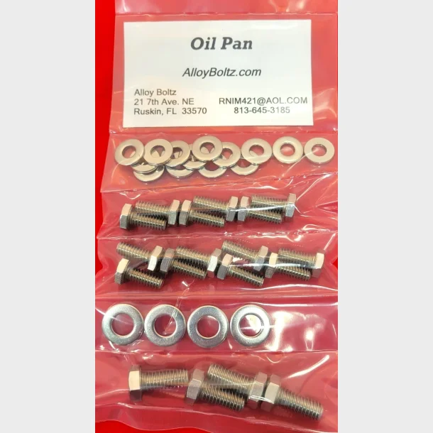 Bolts�t rustfri til bundkar SBC CHEVY OIL PAN STAINLESS STEEL HEX BOLTS KIT SET 283 305 307 327 350 400