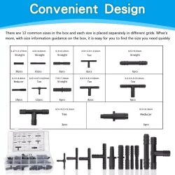 Samle stykker i plast til forskellige slange strrelser, Vacuum Tubing Hose Connectors BG0346