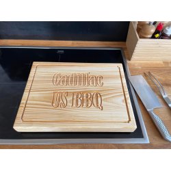 Skrebrt i fyrretr str. 40 x 29&frac12; x 4&frac12; cm. med 'Cadillac' udfrset samt saftrille 