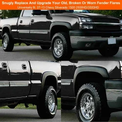 Sk�rmfor�ger s�t Chevrolet Pickup 1500 2007 til 2013 Rivet Fender Flares Pocket Style for 07-13 Chevy Silverado 1500 2500HD/3500HD