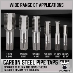 Snittaps�t i 'Tomme' s�t med 6 dele (REF95317) Pipe Taps 6 Pcs.