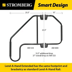 Hj�lpe h�ndtag-gel�nder til bil, b�d, campingvogn eller hjemmet. Stromberg AM533 Lend a Hand Extended Rail with Foam Grip