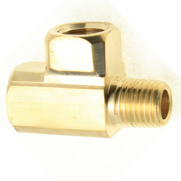 T-stykke til gevind 1/4"-18. Med 2 x hun &amp; 1 han (1/4" npt female male fp-x107-b)