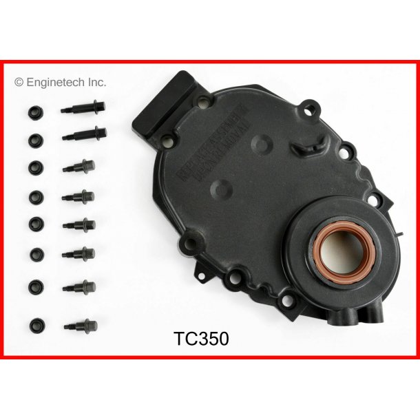 Timing cover plast med hul for sensor Chevrolet S/B V8 1996 til 2002 (Enginetech TC350)