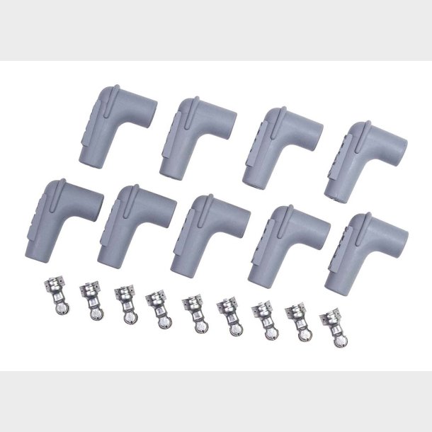 T�ndkablerh�tter i 90 grader, s�t med 9 stk. (MSD Ignition 8850 Spark Plug Boot And Terminal Set)