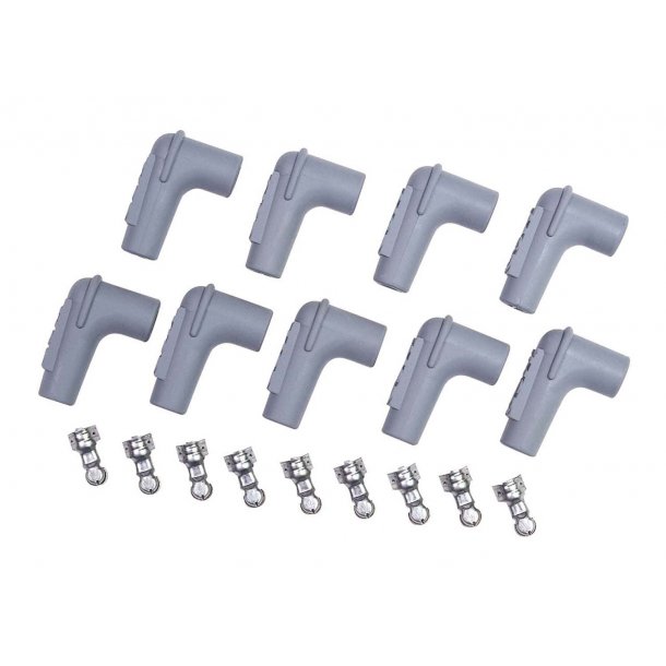 Tndkablerhtter i 90 grader, st med 9 stk. (MSD Ignition 8850 Spark Plug Boot And Terminal Set)