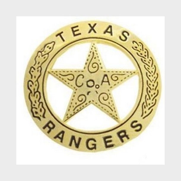 Texas Rangers Western Badge Solid Brass, men n�l s� den kan s�ttes p� skjorten, hatten eller lign.