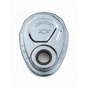 Timing cover Chrome m. Bowtie logo Chevrolet S/B Timing Chain Covers (Proform 141-215)