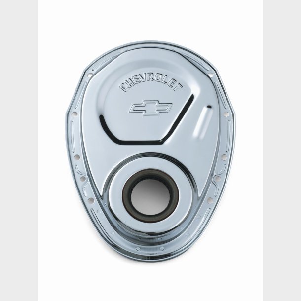 Timing cover Chrome m. Bowtie logo Chevrolet S/B Timing Chain Covers (Proform 141-215)