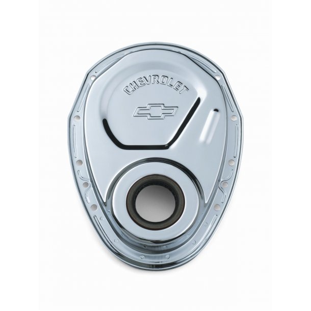 Timing cover Chrome m. Bowtie logo Chevrolet S/B Timing Chain Covers (Proform 141-215)