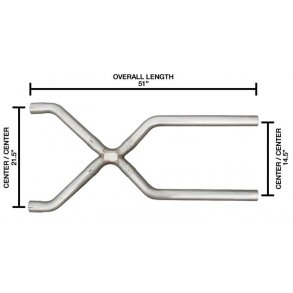 Udstdningsrr X-pipe i rustfri stl i str. 3