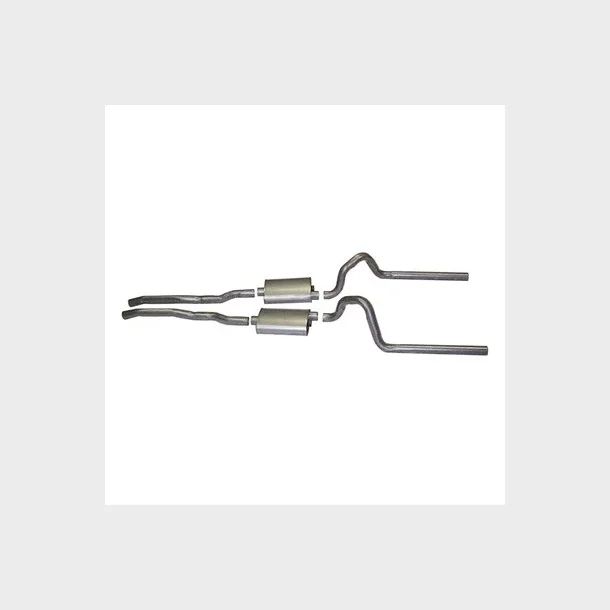 Udst�dningss�t rustfri 2,5" Ford Mustang 1964 til 1973 Header-Back Dual Exhaust Systems 680111ss 