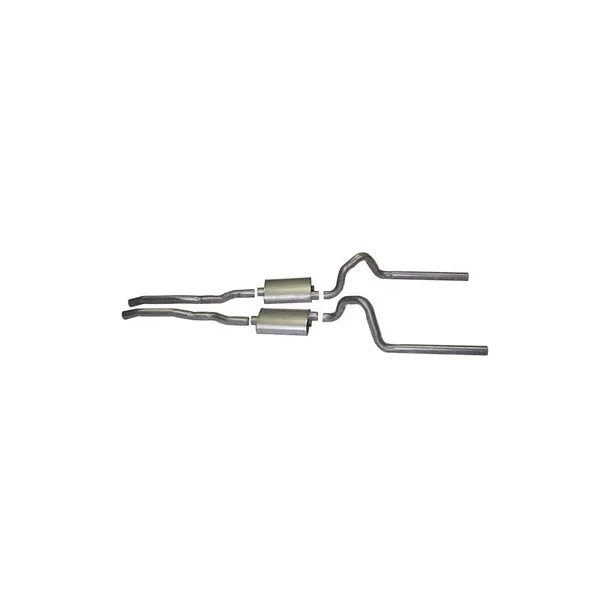 Udst�dningss�t rustfri 2,5" Ford Mustang 1964 til 1973 Header-Back Dual Exhaust Systems 680111ss 
