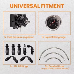 Regulator til benzinpumpe. Universal Adjustable Fuel Pressure Regulator Kit 100psi Gauge AN6 Fitting