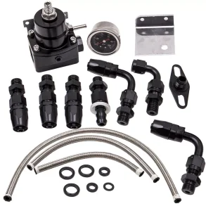 Regulator til benzinpumpe. Universal Adjustable Fuel Pressure Regulator Kit 100psi Gauge AN6 Fitting