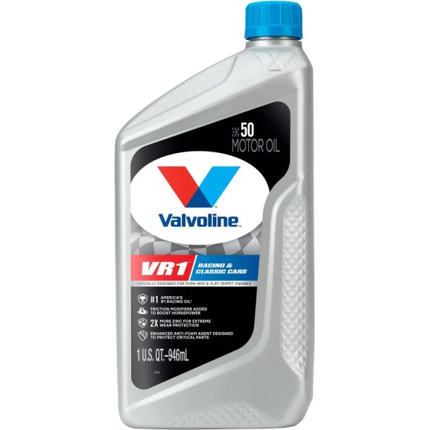Valvoline Motorolie VR1 SAE 50 Racing 1Q Olie med hjt Zink indhold (US 822350)