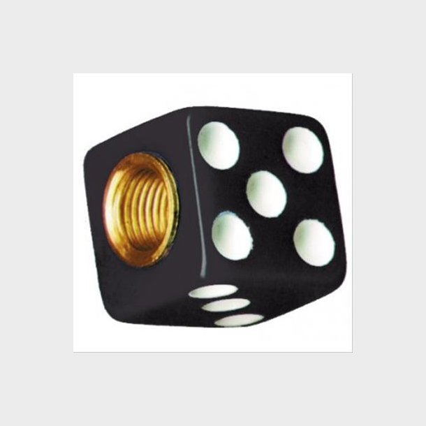 Ventilh�tte 6 kantet sort terning med hvide �jne, United Pacific Valve Stem Caps 70007