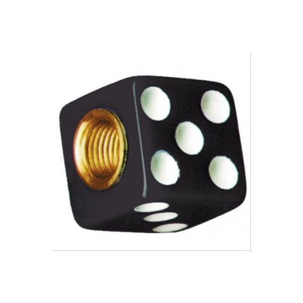 Ventilhtte 6 kantet sort terning med hvide jne, United Pacific Valve Stem Caps 70007