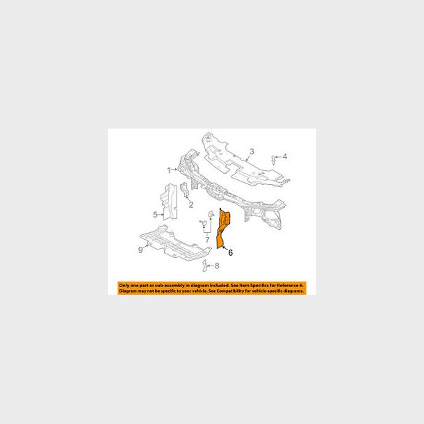 Deflector ved k�ler venstre Mustang 2010 til 2012