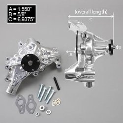 Vandpumpe Lang High Volume Poleret Alu Chevrolet V8 S/B &amp; V6 1969 til 1987 (Edelbrock 8821)