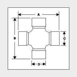Kardankryds (str. 109 mm x 109 mm + 34,9mm x 34,9mm med indv. l�s) 45U0301