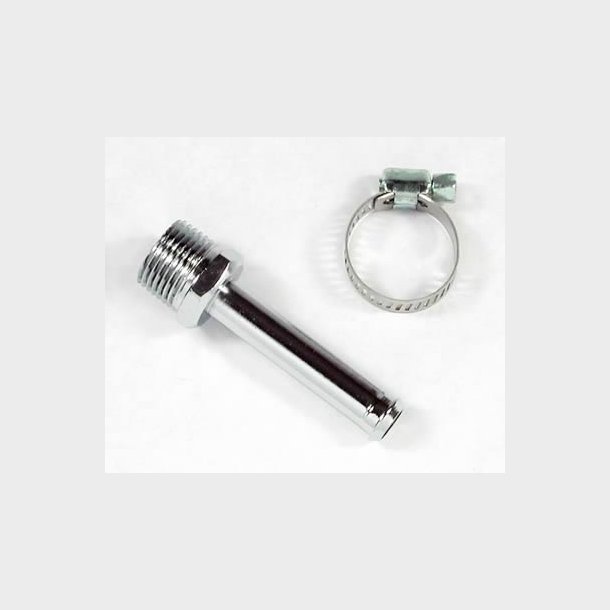 Fuel fitting i Chrome til karburator med 3/8" NPT &amp; 3/8" slangestuds  (2969g)