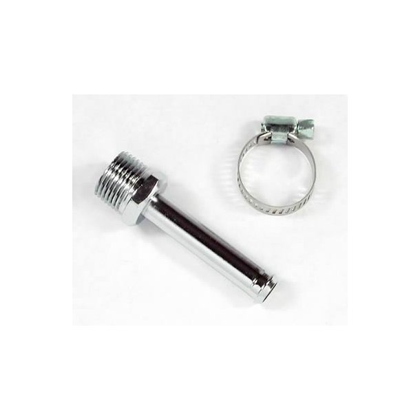 Fuel fitting i Chrome til karburator med 3/8" NPT &amp; 3/8" slangestuds  (2969g)