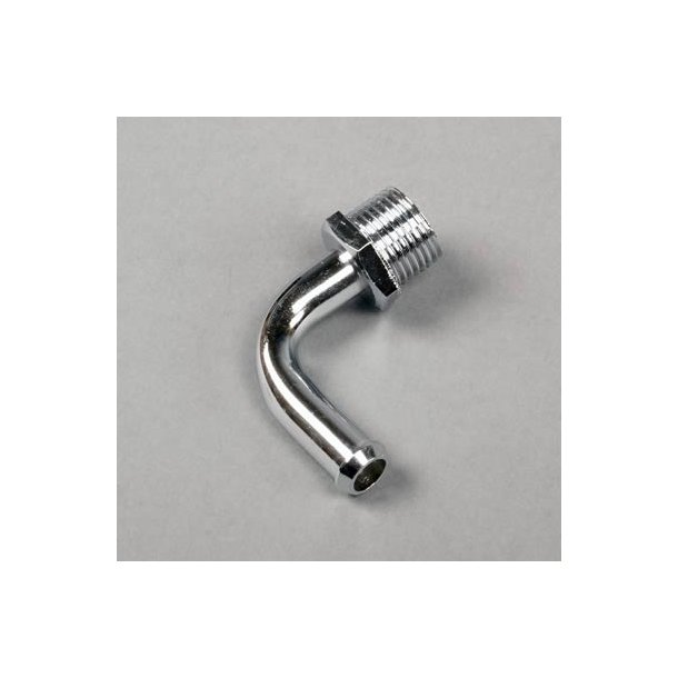 Fuel fitting Chrome til karburator med 3/8" NPT &amp; med 3/8" slangestuds (2970g)