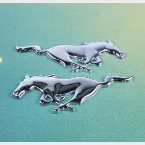 Emblem Hest / Pony Chrome 10,8 x 4 cm. S�t med 2 stk.
