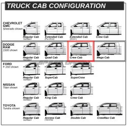 Stepbar / runningboard sort Dodge Ram Crew cab 2002 til 2009