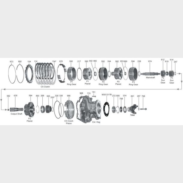 Spacer Allison gearkasse Nr. 619 p� tegningen