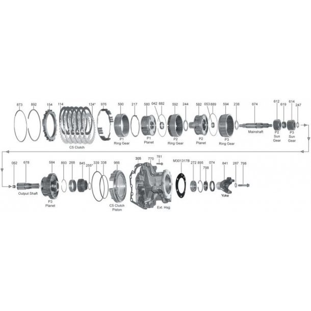 Spacer Allison gearkasse Nr. 619 p tegningen